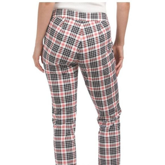 NWT J. McLaughlin Women's Cream Black Red Winthrop Plaid Yara Velvet Pants - Picture 6 of 16